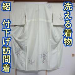 KN4420 絽 付下げ訪問着 身丈157cm 洗える着物 夏着物 化繊