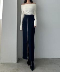 タグ付き◆Louere フロントジップハイウエストタイトスカート 紺　Mのサムネイル