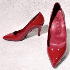 江戸コゾー‼︎DIANAベルベットレッド色のエナメルポインテッドトゥパンプス DIANA エナメル ハイヒール ポインテッドトゥ レッド 22.5