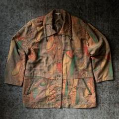 超希少 90s 総柄 レトロ ジャケット アンティーク アート 珍品 古着
