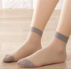 靴下 レディース 涼しい ソックス 透明 シースル 夏 グレー 24㎝