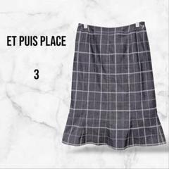 【ET PUIS PLACE】フレアスカート 膝丈 チェック(3/L)総柄 下