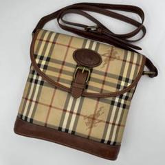 美品】バーバリー ショルダーバッグ レザー 内側ノバチェック柄 黒