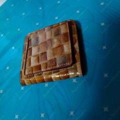 ブラウンレザー チェック柄 コインケース