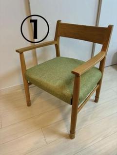 ①木製ダイニングチェア 緑色クッション