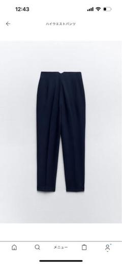 ZARAハイウエストパンツ ネイビー S - メルカリ