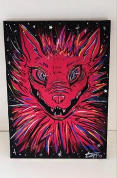 【刺激】赤の狼 アクリル画