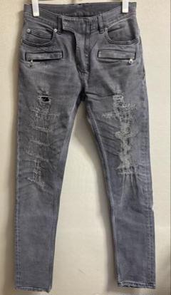 【入手困難✨】BALMAIN バルマン バイカー デニム 36 ゴールド ジップ BALMAIN(バルマン) TAPERED 蛇腹バイカーデニムパンツ MH005031D