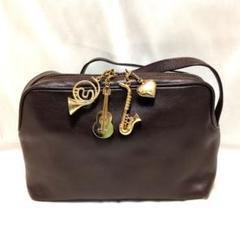 【美品】MOSCHINO 2wayショルダーバッグ ブラウン系 M4-29］MISCHINO ショルダーバッグ チャーム付き ブラウン