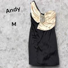 Andy アンディー　黒・ベージュ ワンショルダードレス　ナイトドレス　Mサイズ