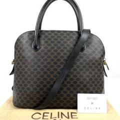 【美品】セリーヌ　ハンドバッグ　2way　サークル　裏地総柄　レザー　ブラック CELINE - 極 美品 保存袋付 CELINE セリーヌ ヴィンテージ