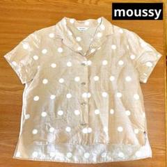 マウジー 半袖 シャツ ベージュ 水玉 ドット 柄シャツ