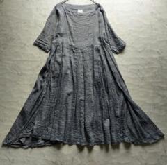 トゥジュー TOUJOURS コットンリネン5部袖ワンピース F グレー