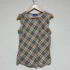 BURBERRY ノースリーブ ニット ノバチェック ホースロゴ フリル M BURBERRY ノースリーブ ニット ノバチェック ホースロゴ フリル