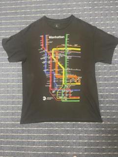 マンハッタン 地下鉄路線図 Tシャツ 半袖 黒のサムネイル