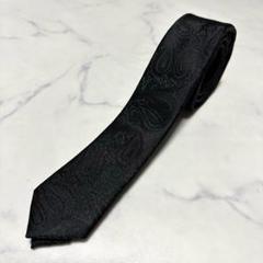 美品　ペイズリー柄ネクタイ　ナロータイ　ブラック　黒　結婚式　パーティー