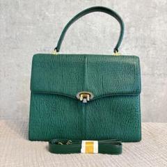 極美品 アザラシ シールスキン ハンドバッグ　2way ショルダー　グリーン