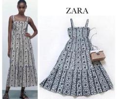 ZARA ザラ エンブロイダリーカットワークワンピース ティアード 刺繍 花柄
