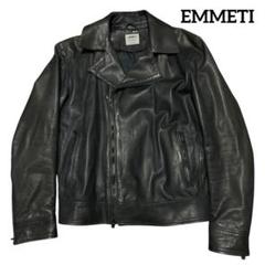 EMMETI エンメティ ダブルライダースジャケット ネイビー メンズ 46