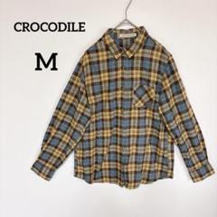 クロコダイル チェック柄 ネルシャツ 長袖 M