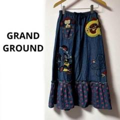 GRAND GROUND ★ デニム スカート 刺繍 ドット 160 M