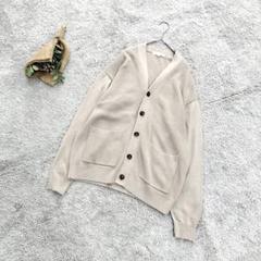 B1873【THE SHOP TK】ベージュ ニット カーディガン Vネック