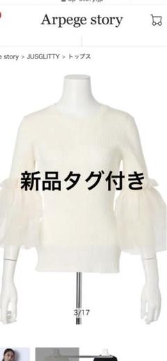 最新コレックション 新作JUSGLITTY チュールティアードスリーブニット 新品未使用 トップス