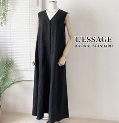 【みり】極美品♡ジャーナルスタンダードレサージュ　金ボタンノーカラー SALE!ワンカラービジューノースリーブドレス/ストレッチ/カット
