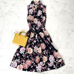 極美品 BEATRICE.b イタリア製 スキッパー フラワーシャツワンピース