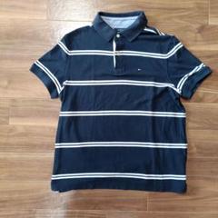 Tommy Hilfiger ネイビー ストライプ ポロシャツ M