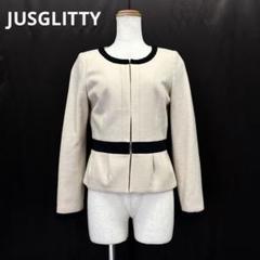 468u*美品 ジャスグリッティ ノーカラー 配色 ショート丈 ジャケット