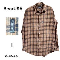 ★美品★Bear USAチェック柄 フランネルシャツ L レトロ　長袖　ゆったり