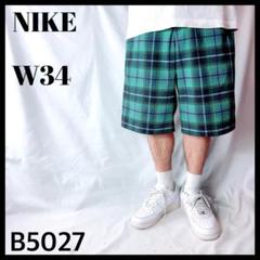 NIKE ナイキゴルフ ドライフィット チェック柄 ハーフパンツ 緑 34インチ