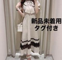 【美品】最終値下げ An MILLE アンミール　レースラインドットワンピース AnMILLE レースラインドットOP ワンピース アンミール オフ