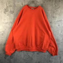 Y4153古着　トレーナー　スウェット　オレンジ　無地　90s Y2K