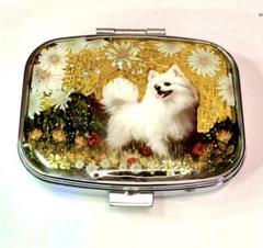 ハンドメイドピルケース(庭駆け回るポメラニアン)