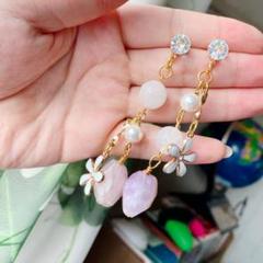 6898.ハンドメイドピアス❤天然石 アシメピアス