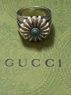 ブランドバッグ通販サイト GUCCI サンフラワー シルバーリング 19号 ターコイズ フローラル アクセサリー