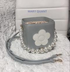 MARY QUANT パールハンドル パーティーバッグ パールレースビジューハンドルパーティーハンドバッグ