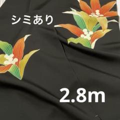 正絹　丹後ちりめん　黒　附下げ　模様部分　2.8m シルク