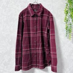 【ユニクロ】チェックネルシャツ 長袖 M ボルドー 綿100% シンプルシャツ