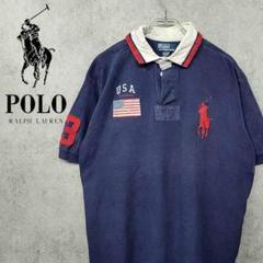 古着 90s ポロ ラルフローレン 希少 USA ポロシャツ ネイビー XL