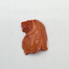 【美品】珊瑚 ライオン ルース 彫刻 3.4g 血赤 動物 アニマル