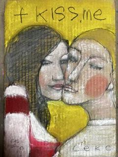 ポップアート 絵画 ハゲマル　kiss me
