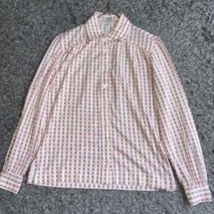 【オールドセリーヌ】花柄 長袖シャツ ホワイト/ピンク サイズ40 コットン