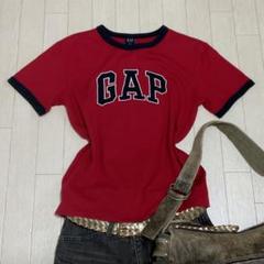 Y2K 平成 ギャル GAP リンガー Tシャツ ピチT 短丈 ロゴ レッド