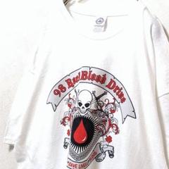 デルタ 98ロックブラッドドライブ ロゴ Tシャツ ホワイト 白 XL 古着