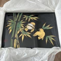 輪島塗漆絵「竹に雀」 皿立て付き