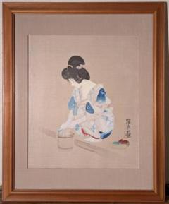【真作】版画 伊東深水 木版画 秋庭 伝統美の極み 箱・黄袋入 V44 真作】版画 伊藤深水 木版画 モモセ版 浴後 箱・黄袋入 X155
