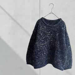 3399【セブンアイディコンセプト】もちもちニット　長袖　秋冬　青　派手　個性的